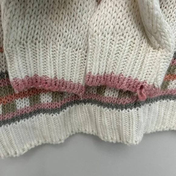 Vintage Handmade Crew Neck Floral Knit Pullover Sweater Neutrals Women's Medium - Picture 10 of 14